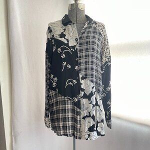 Vintage Carole Little oversized patchwork button-down shirt